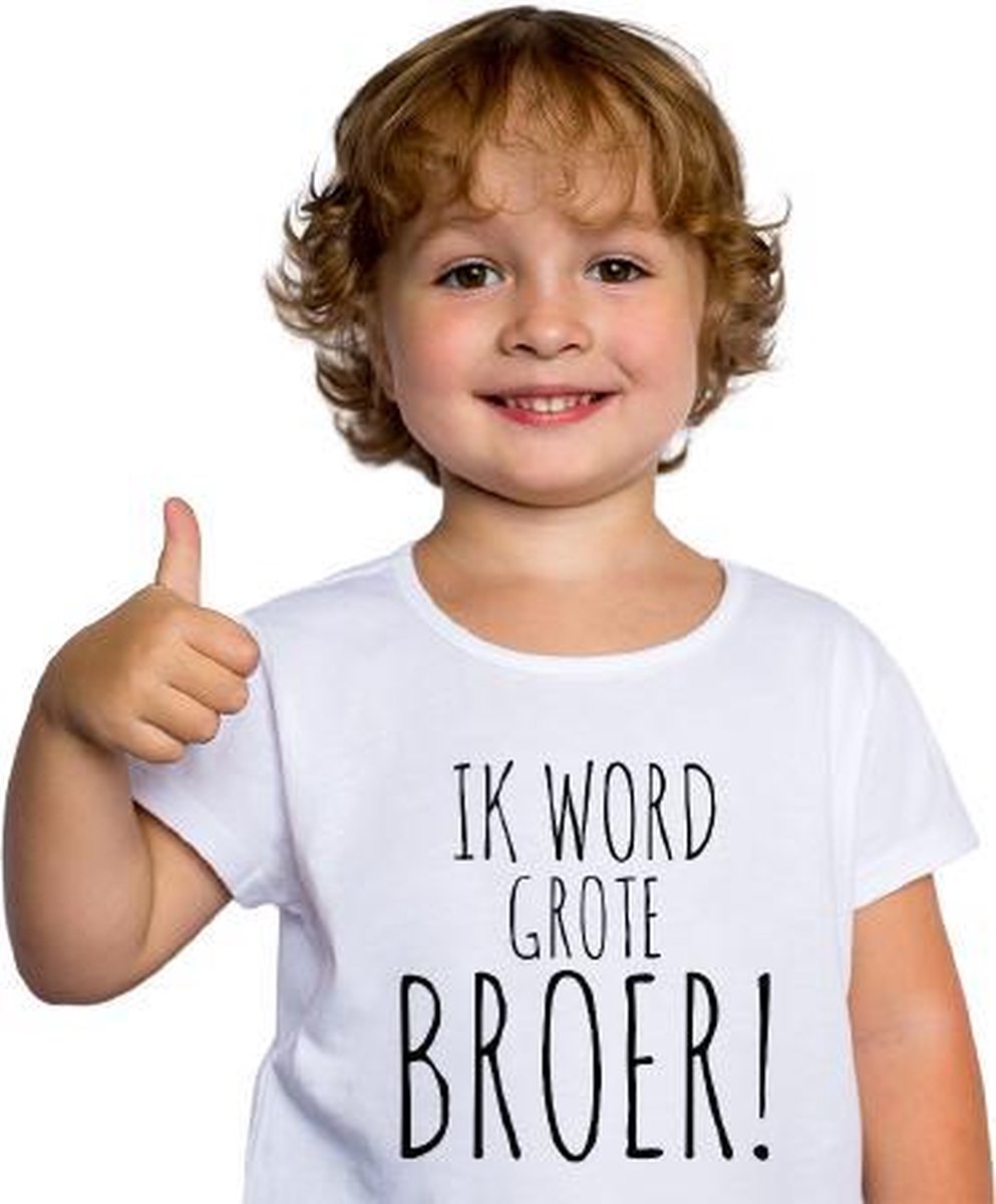 Ik word grote broer T-shirt | Grote broer shirt wit  | Leeftijd ca. 1 – 2 jaar | Zwangerschapsaankondiging